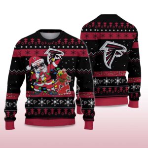 Alternative view of 2025 Falcons Santa Claus Ugly Christmas Sweater