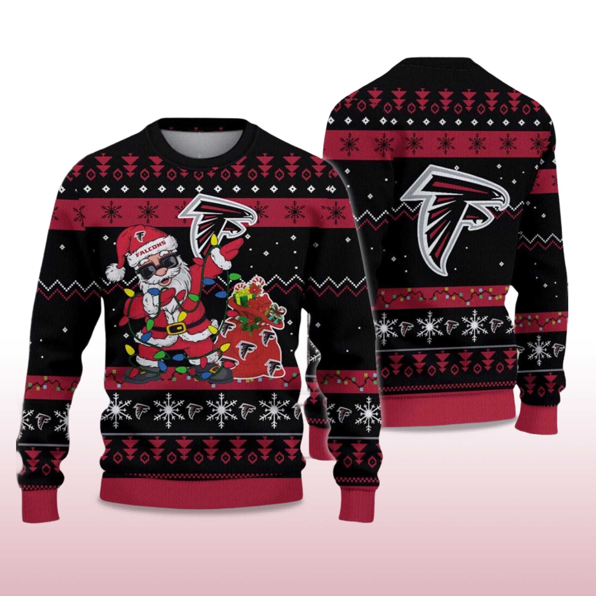 Alternative view of 2025 Falcons Santa Claus Ugly Christmas Sweater