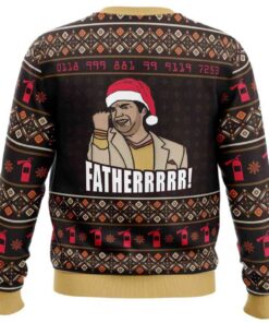 Alternative view of 2025 Fatherrrr The IT Crowd Ugly Christmas Sweater
