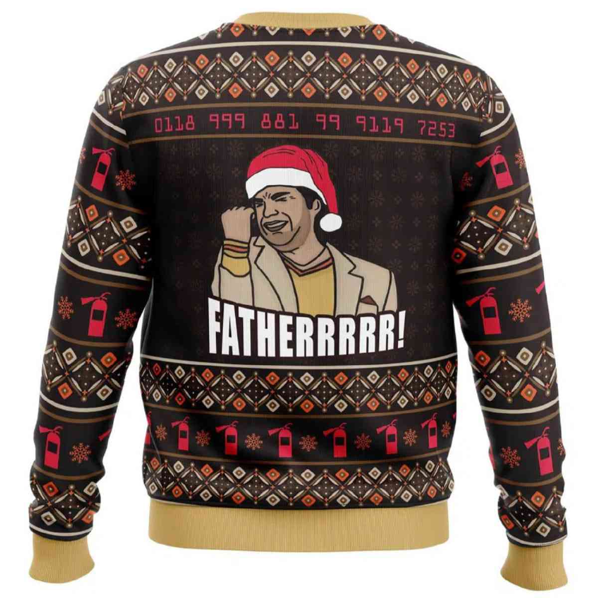 Alternative view of 2025 Fatherrrr The IT Crowd Ugly Christmas Sweater