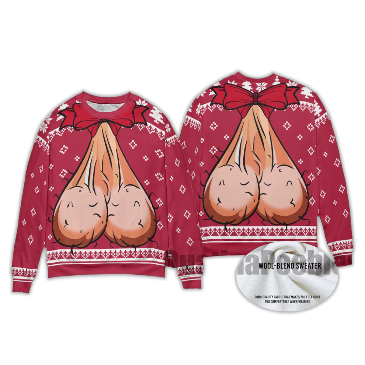 2025 Festive Balls Inappropriate Xmas Ugly Christmas Sweater - Image 3