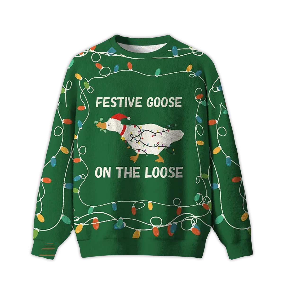 2025 Festive Goose On The Loose Ugly Christmas Sweater