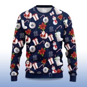 Alternative view of 2025 Festive Yankees Christmas Santa And Ornaments Ugly Sweater