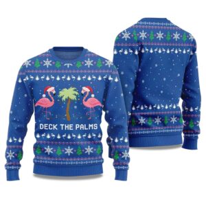 2025 Flamingo Deck The Palms Ugly Christmas Sweater