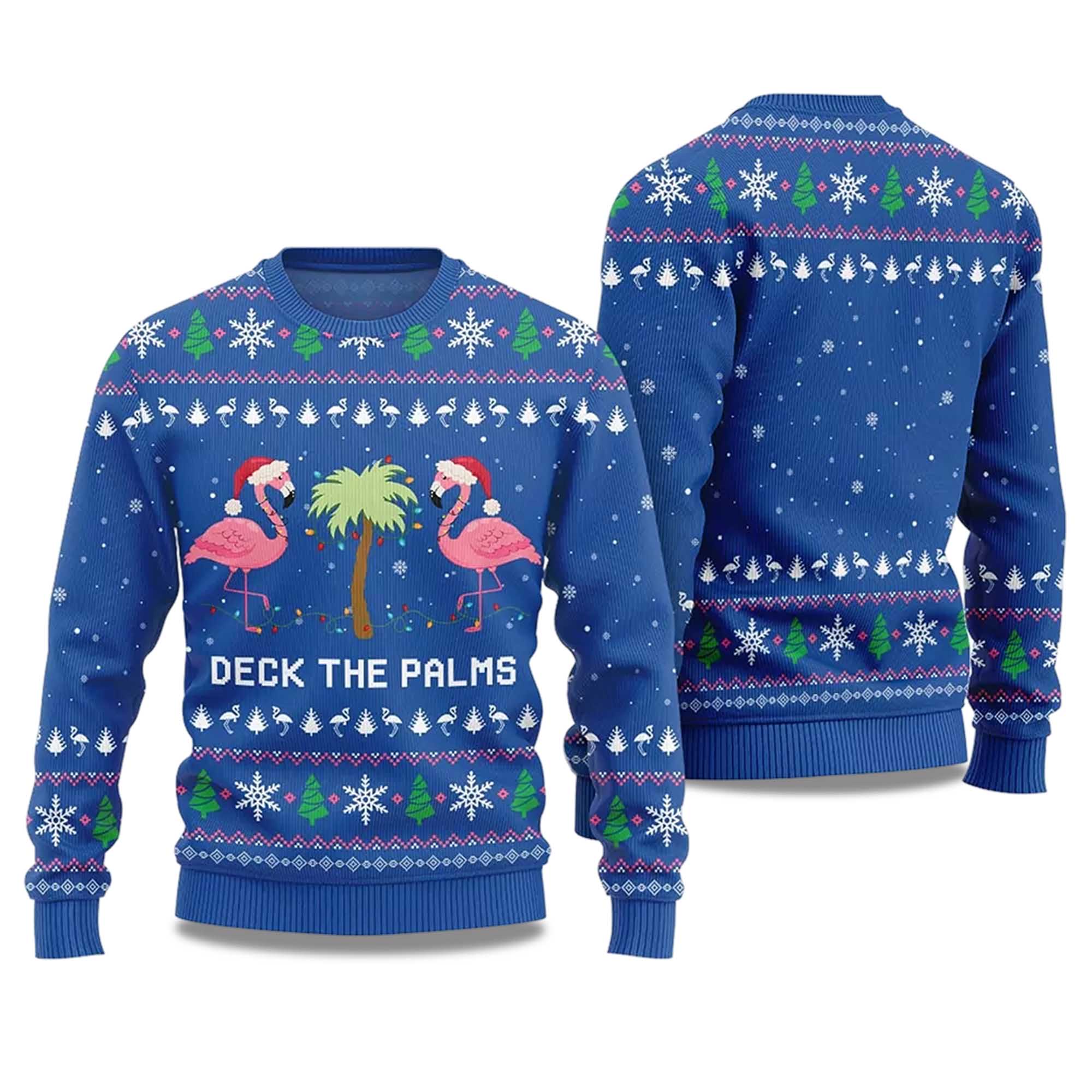 2025 Flamingo Deck The Palms Ugly Christmas Sweater