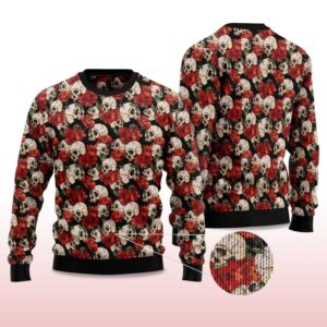 Alternative view of 2025 Floral Skull Ugly Christmas Sweater