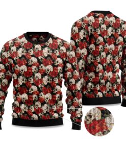 2025 Floral Skull Ugly Christmas Sweater