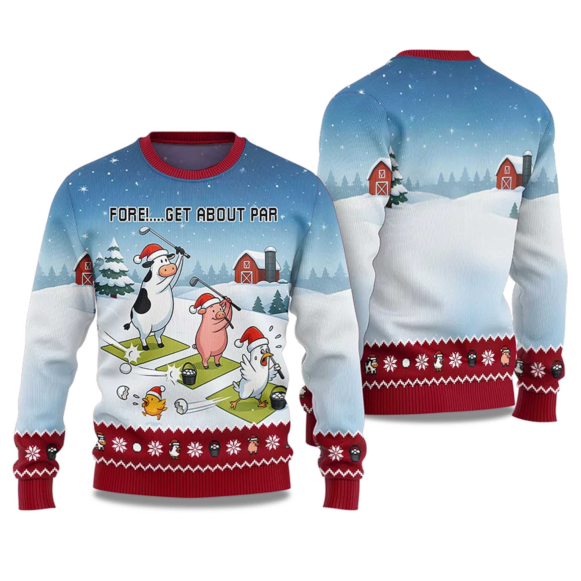 2025 Fore Get About Par Ugly Christmas Sweater