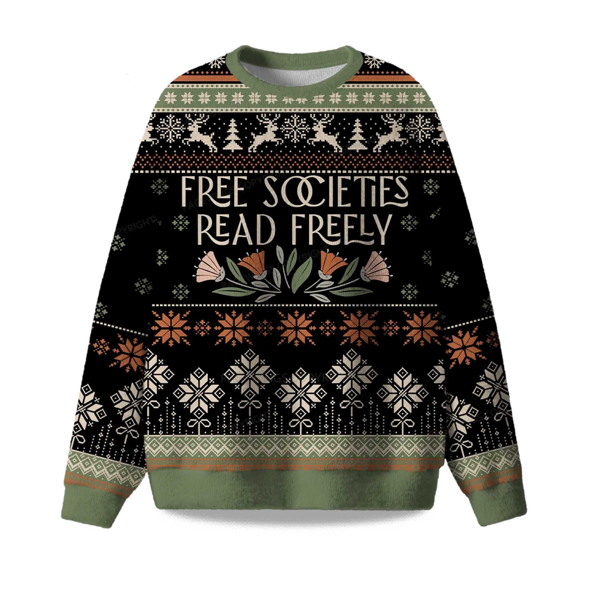 2025 Free Societies Read Freely Ugly Christmas Sweater