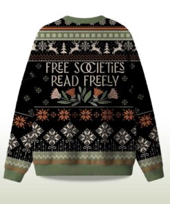 Alternative view of 2025 Free Societies Read Freely Ugly Christmas Sweater