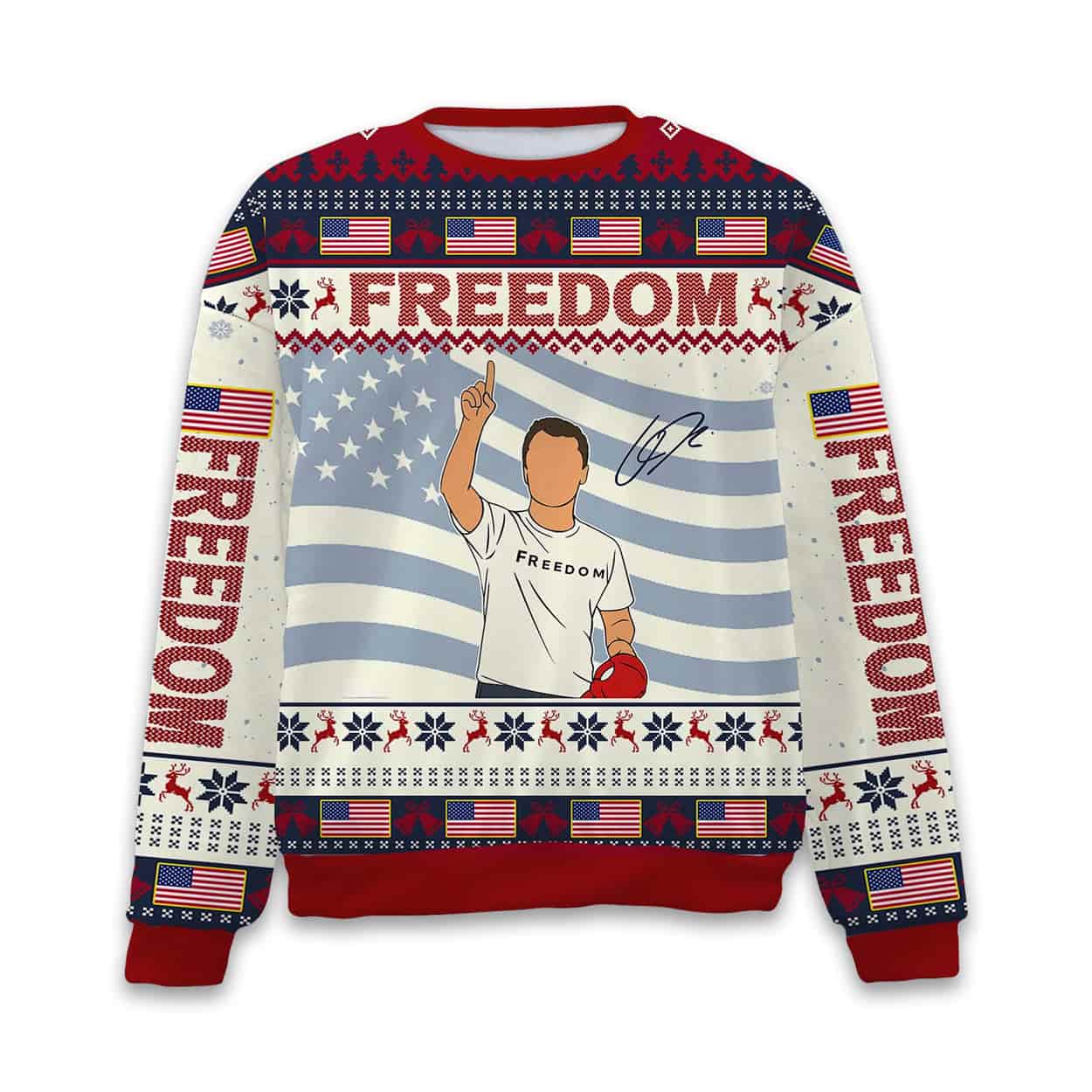 2025 Freedom Charlie Kirk Ugly Christmas Sweater