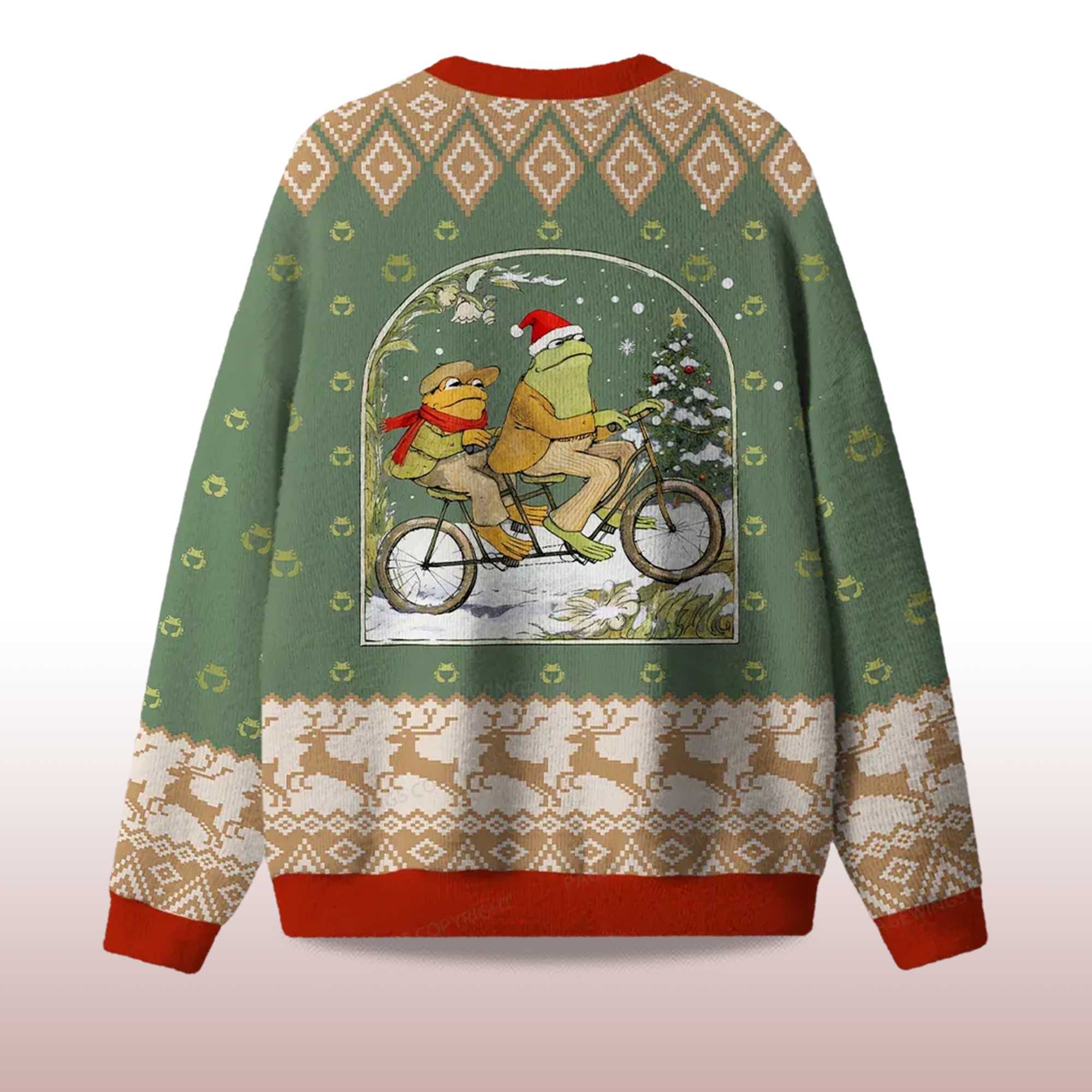 Alternative view of 2025 Frog Reading Ugly Christmas Sweater