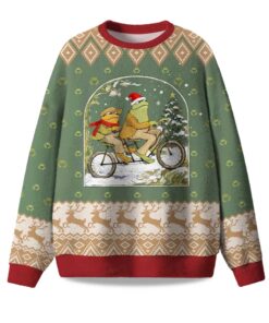 2025 Frog Reading Ugly Christmas Sweater