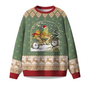 2025 Frog Reading Ugly Christmas Sweater