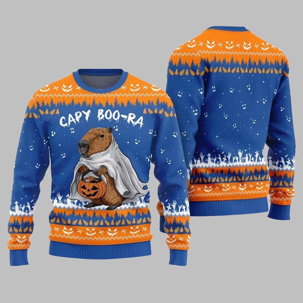 2025 Funny Capy Boo Ra Halloween Sweater - Grishko.com