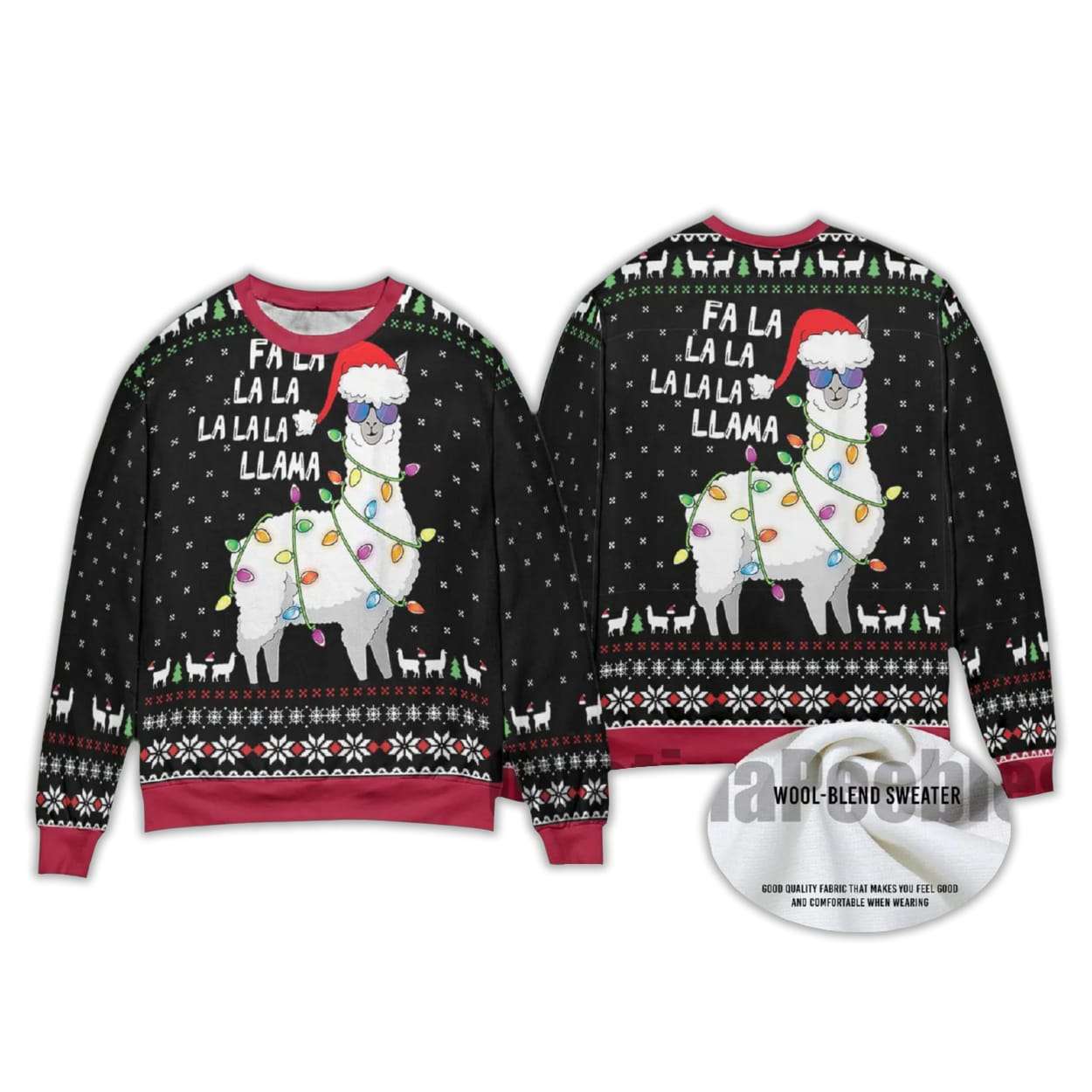 Alternative view of 2025 Funny Llama Christmas Ugly Sweater