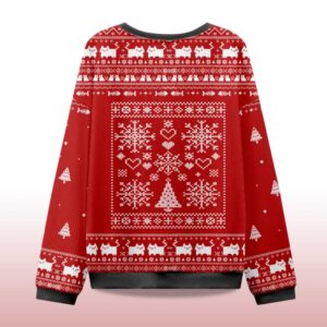 Alternative view of 2025 Funny Taking a Cat to Eat Ramen Christmas Ugly Sweater