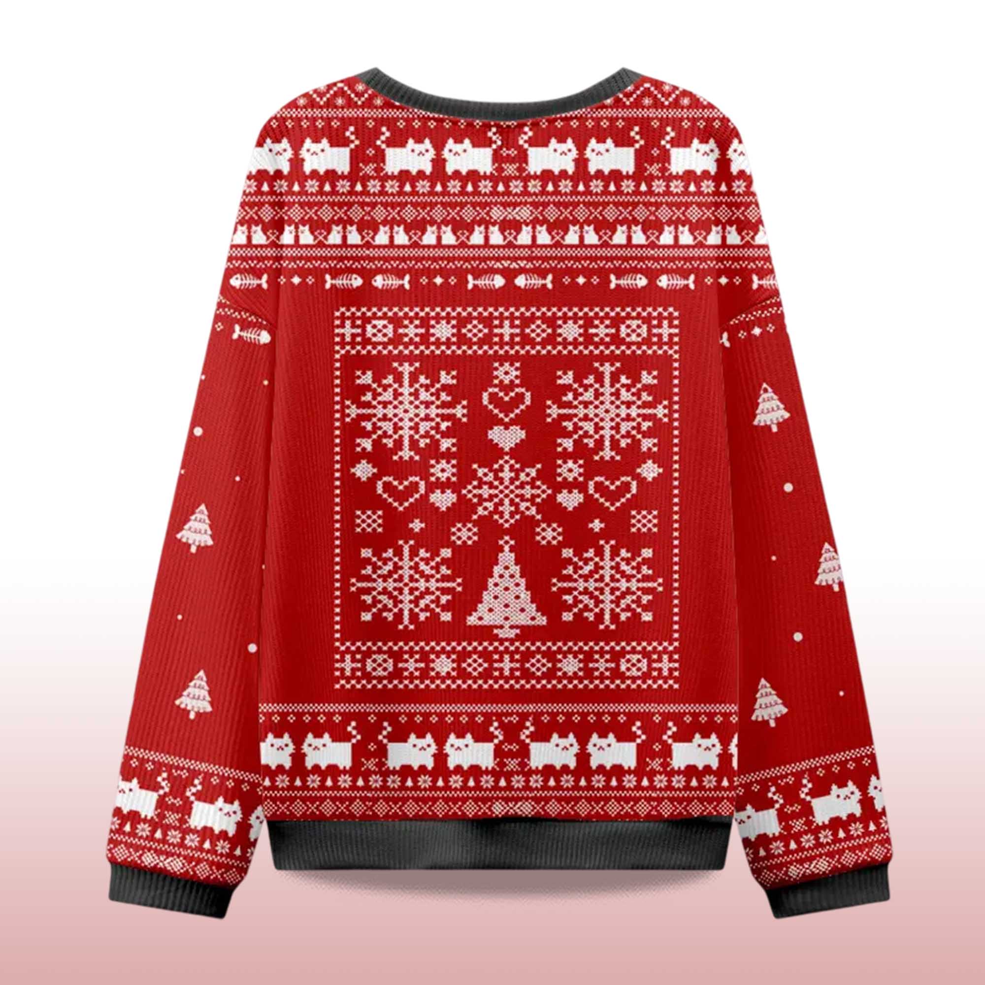 Alternative view of 2025 Funny Taking a Cat to Eat Ramen Christmas Ugly Sweater