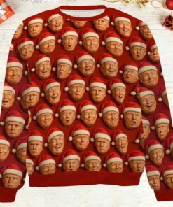 2025 Funny Trump Face Santa Christmas Ugly Sweater