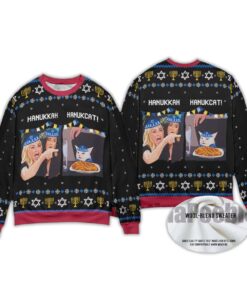 Alternative view of 2025 Funny Woman Yelling At A Cat Meme Jewish Ugly Sweater