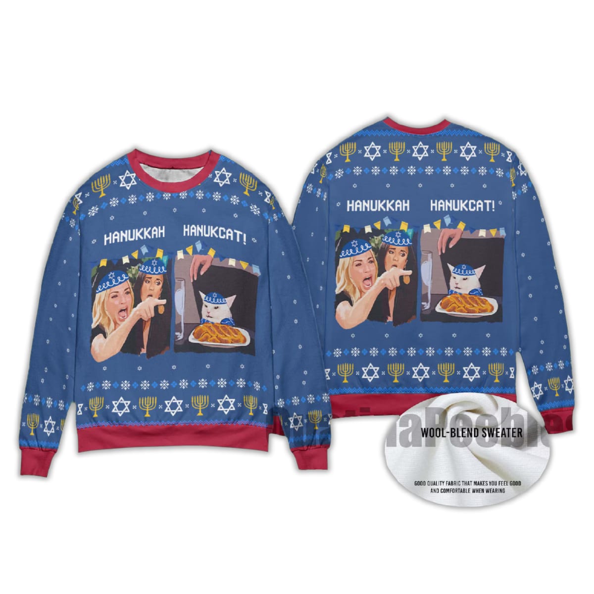 2025 Funny Woman Yelling At A Cat Meme Jewish Ugly Sweater