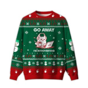 2025 Go Away I'm Introverting Ugly Christmas Sweater