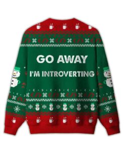 Alternative view of 2025 Go Away I'm Introverting Ugly Christmas Sweater