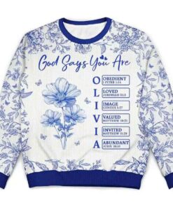 2025 God Says I Am Toile De Jouy Flower Personalized Ugly Christmas Sweater
