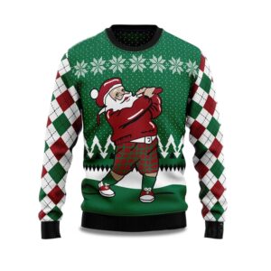 2025 Golfer Santa Ugly Christmas Sweater