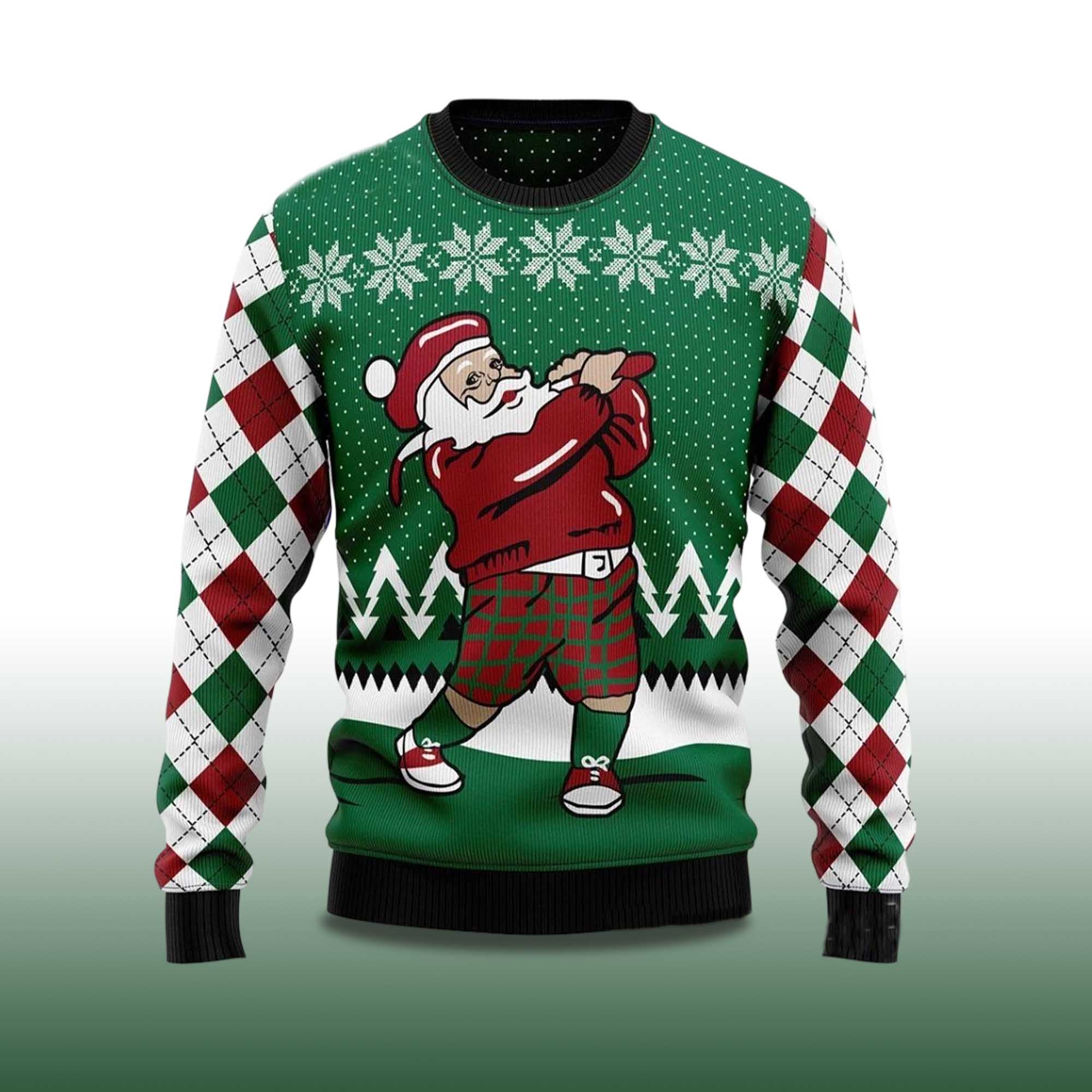 Alternative view of 2025 Golfer Santa Ugly Christmas Sweater