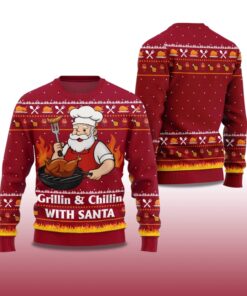 Alternative view of 2025 Grillin and Chillin With Santa Ugly Christmas Sweater
