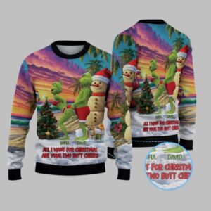 2025 Grnch All I Want For Christmas Are Your Two Butt Cheeks Ugly Sweater - Grishko.com