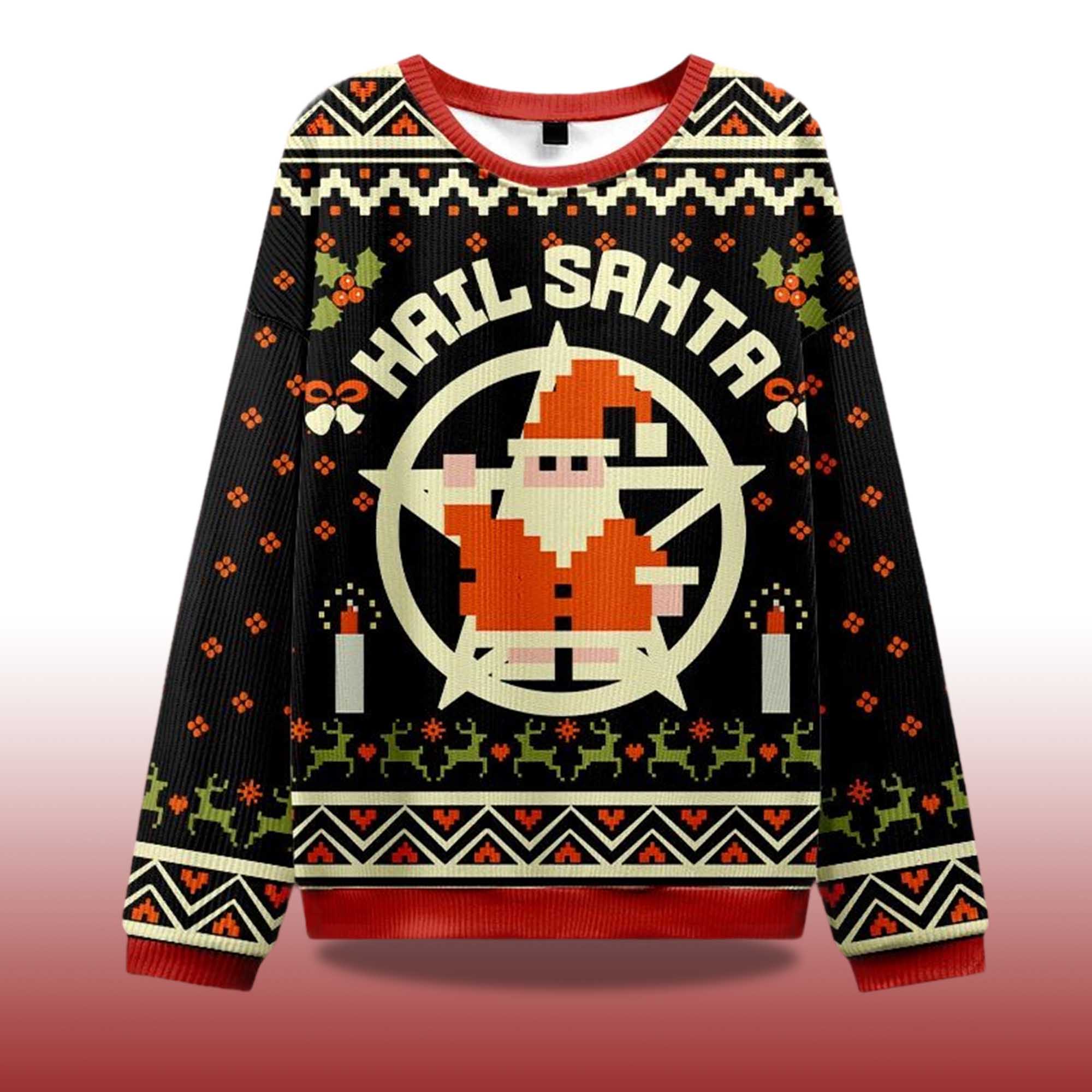 Alternative view of 2025 Hail Santa Retro Christmas Ugly Sweater