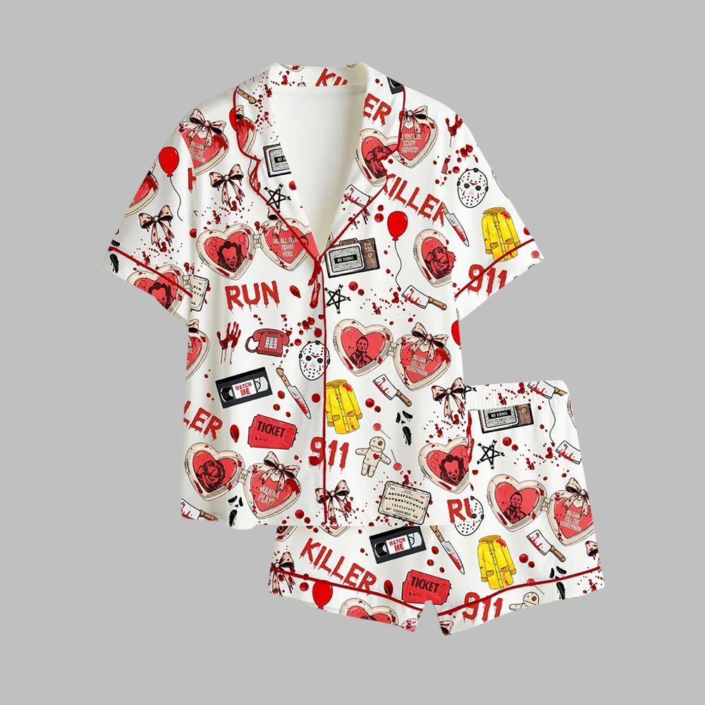 2025 Halloween Characters Horror Scary Movie Lover Pajamas Set