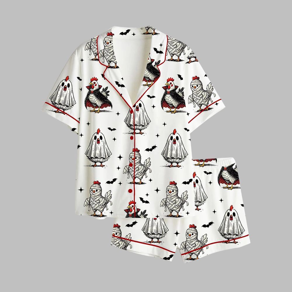 2025 Halloween Chicken Chick Or Treat Fall Chicken Pajamas Set