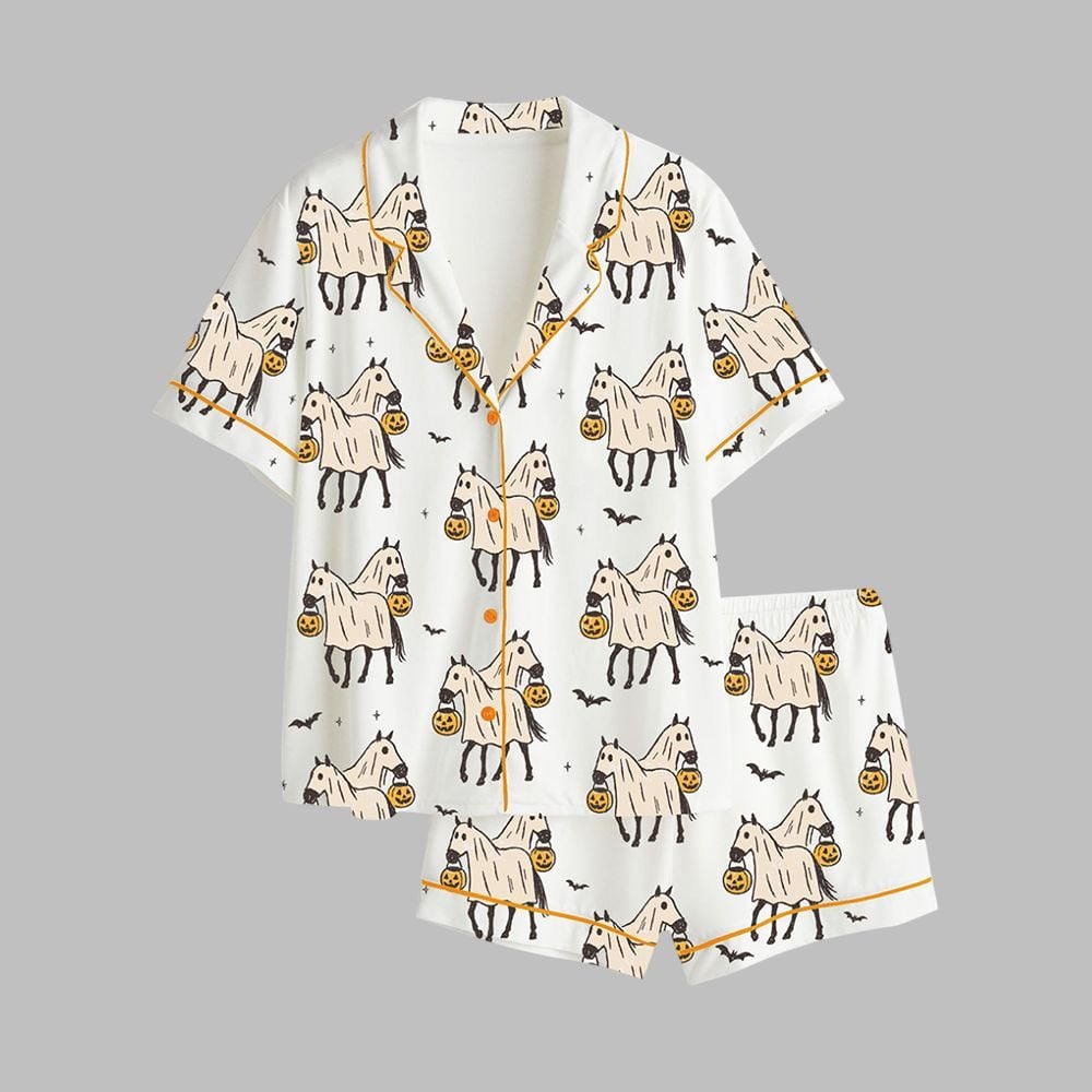 2025 Halloween Cowboy Ghost Horse Pajamas Set