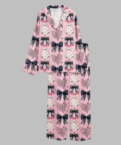 Alternative view of 2025 Halloween Cute Ghosts Pumpkins Spiderwebs Bows Pajamas Set