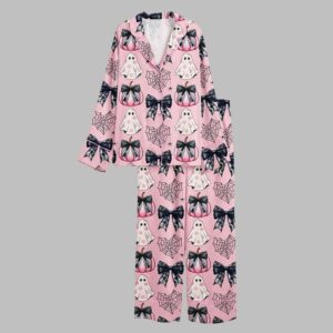 Alternative view of 2025 Halloween Cute Ghosts Pumpkins Spiderwebs Bows Pajamas Set