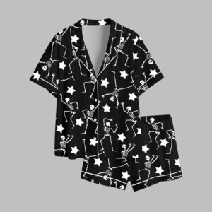2025 Halloween Dancing Skeleton Party Spooky Season Fall Pajamas Set