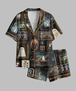 2025 Halloween Ghost Evil Pumpkin Bat Cat Skull Pajamas Set