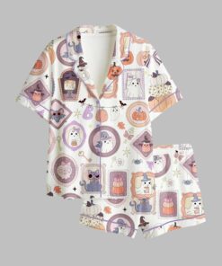 2025 Halloween Ghost Frames Pastel Cute Ghost Portraits Pajamas Set
