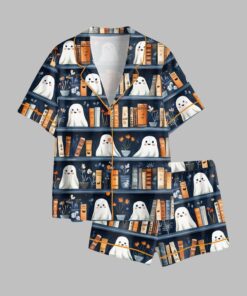 2025 Halloween Ghost Reading Books Bookish Pajamas Set