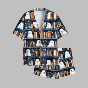 2025 Halloween Ghost Reading Books Bookish Pajamas Set