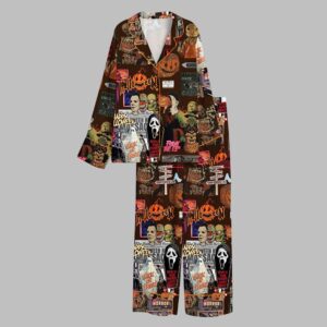 Alternative view of 2025 Halloween Horror Movie Enjoyer Thriller Ghost Pumpkin Pajamas Set