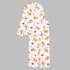 Alternative view of 2025 Halloween Hotdog Corgi Pink Pajamas Set