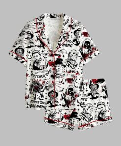 2025 Halloween Retro Halloween Horror Movie Pajamas Set