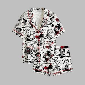 2025 Halloween Retro Halloween Horror Movie Pajamas Set