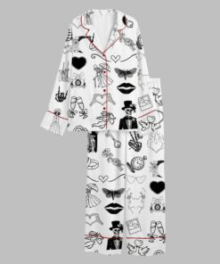 Alternative view of 2025 Halloween Til Death Do We Party Tattoos Skeleton Wedding Tattoo Bridal Pajamas Set