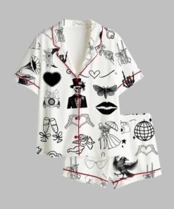 2025 Halloween Til Death Do We Party Tattoos Skeleton Wedding Tattoo Bridal Pajamas Set