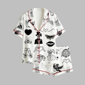 2025 Halloween Til Death Do We Party Tattoos Skeleton Wedding Tattoo Bridal Pajamas Set